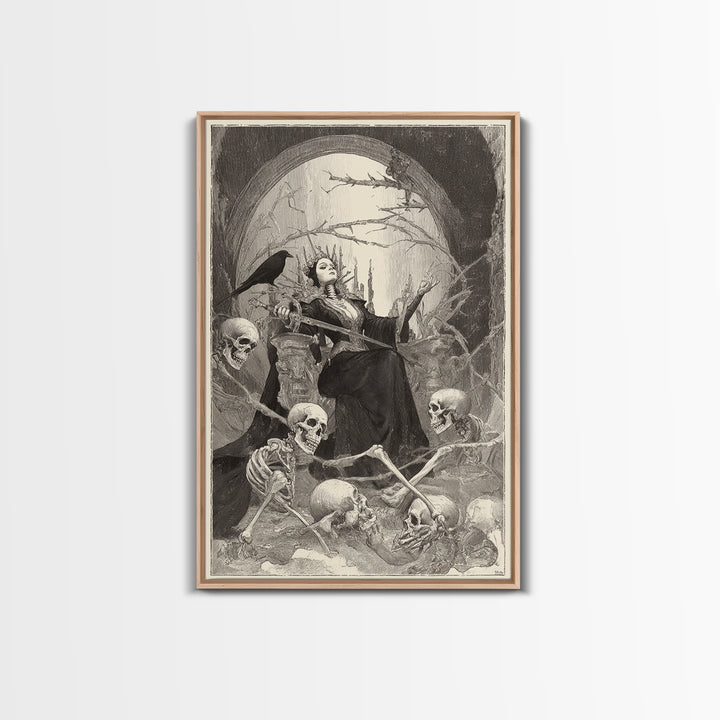The Necromancer Queen, Decadent Gothic Art, Vertical Wall Art, Gothic Horror Wall Art, Canvas Print, Halloween Wall Art