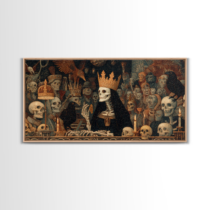 The Necromancer Queen, Grotesque Carnival Art, Wide Panoramic Art, Macabre Wall Art, Canvas Print, Halloween Wall Art, Seasonal Home Decor