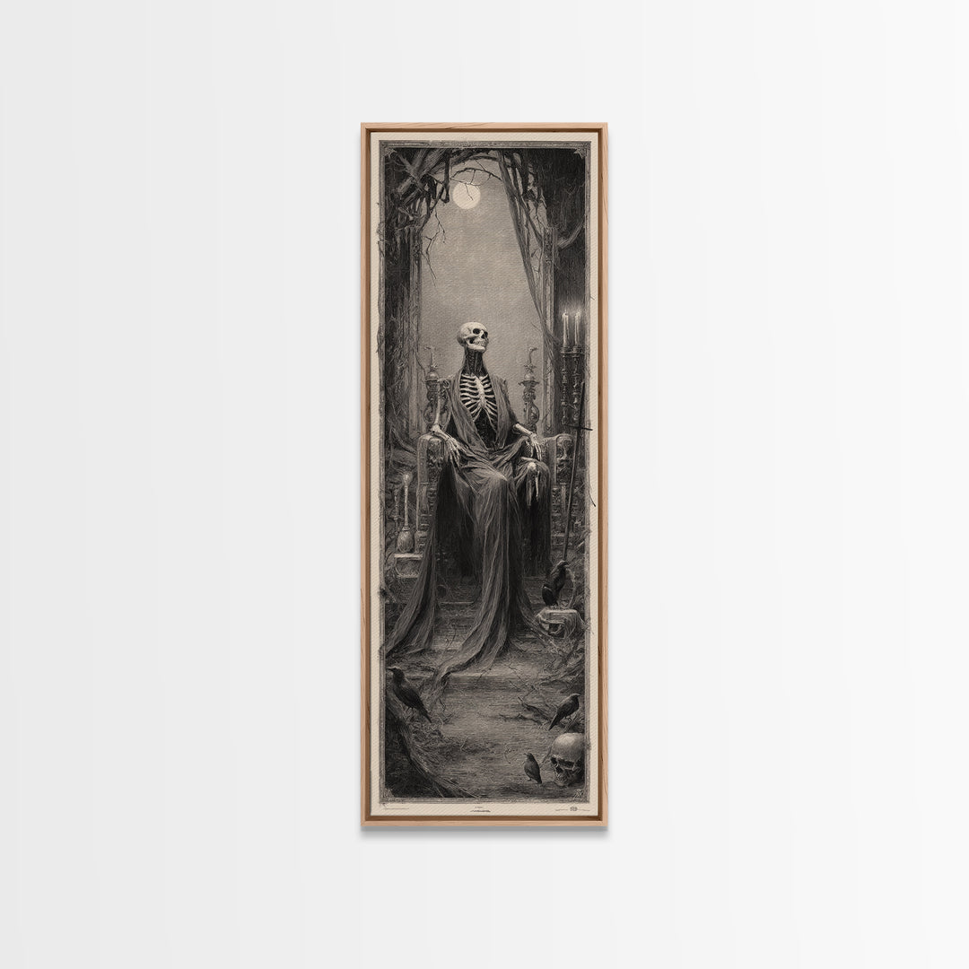 The Necromancer Queen, Surreal Apocalyptic Art, Tall Narrow Wall Art, Macabre Wall Art, Framed Canvas Print, Halloween Wall Art