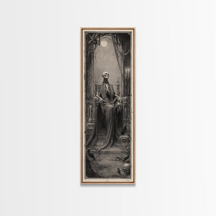 The Necromancer Queen, Surreal Apocalyptic Art, Tall Narrow Wall Art, Macabre Wall Art, Framed Canvas Print, Halloween Wall Art