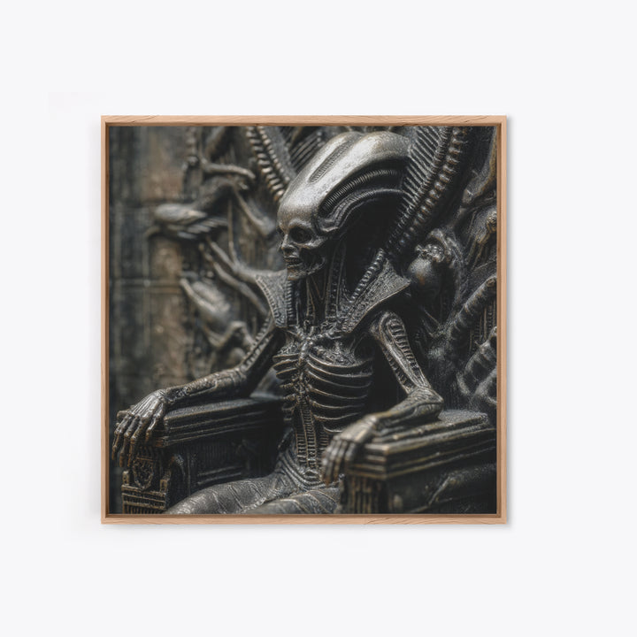 The Necromancer Queen, Biomechanical Horror Art, Square Wall Art, Dark Halloween Decor, Canvas Print, Halloween Wall Art, Spooky Wall Decor
