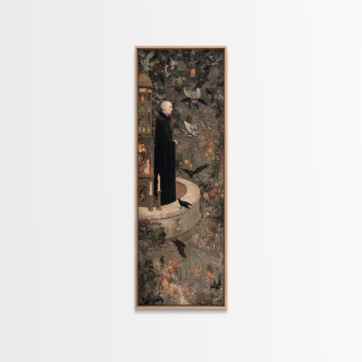 The Bat Prince, Medieval Grotesque Art, Tall Narrow Wall Art, Dark Fantasy Wall Art, Canvas Print, Halloween Wall Art