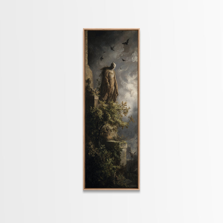 The Bat Prince, Baroque Witchcraft Art, Tall Narrow Wall Art, Gothic Horror Wall Art, Framed Canvas Print, Halloween Wall Art