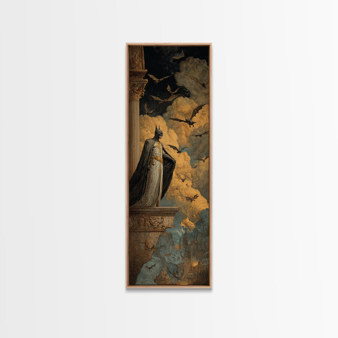 The Bat Prince, Apocalyptic Romantic Art, Tall Narrow Wall Art, Dark Fantasy Wall Art, Canvas Print, Halloween Wall Art, Dark Fantasy Art