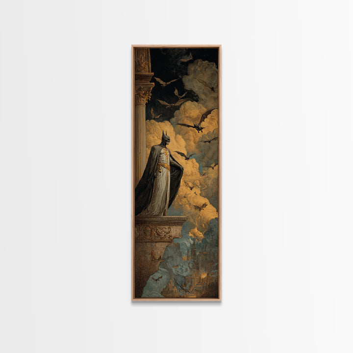 The Bat Prince, Apocalyptic Romantic Art, Tall Narrow Wall Art, Dark Fantasy Wall Art, Canvas Print, Halloween Wall Art, Dark Fantasy Art