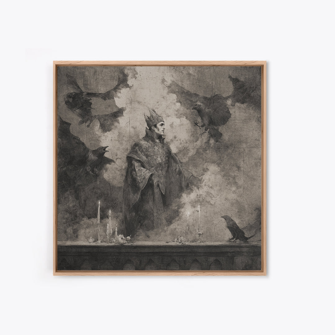 The Bat Prince, Symbolist Dream Art, Square Wall Art, Macabre Wall Art, Canvas Print, Halloween Wall Art, Dark Fantasy Art