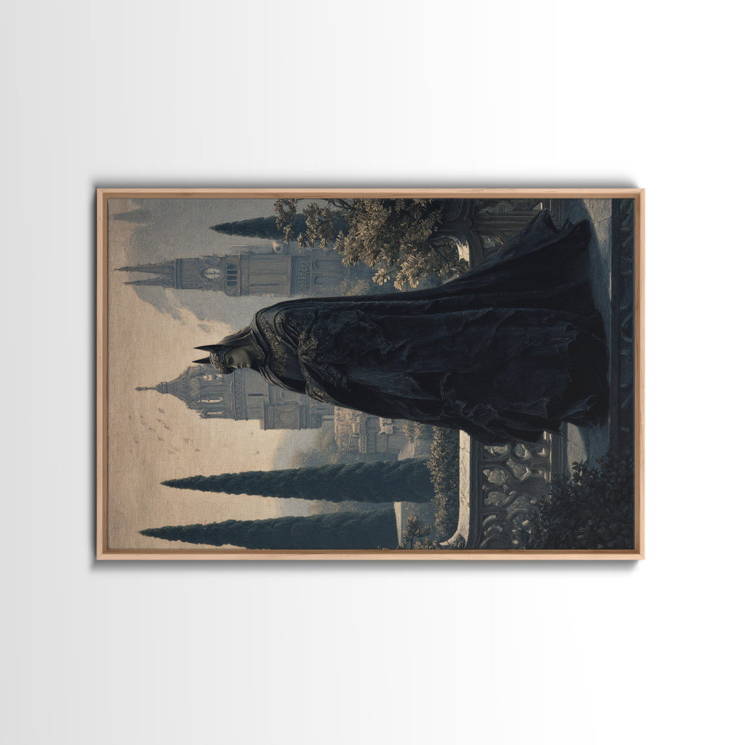 The Bat Prince, Symbolist Gothic Landscape, Landscape Wall Art, Dark Halloween Decor, Framed Canvas Print, Halloween Wall Art