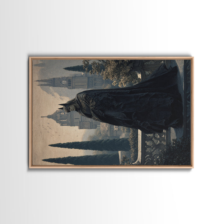 The Bat Prince, Symbolist Gothic Landscape, Landscape Wall Art, Dark Halloween Decor, Framed Canvas Print, Halloween Wall Art