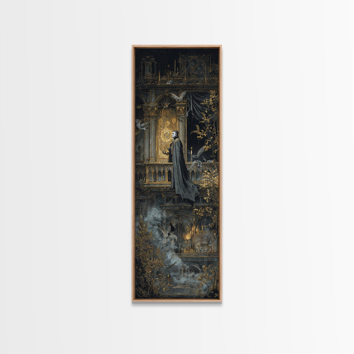 The Bat Prince, Ornate Symbolist Art, Tall Narrow Wall Art, Dark Halloween Decor, Canvas Print, Halloween Wall Art