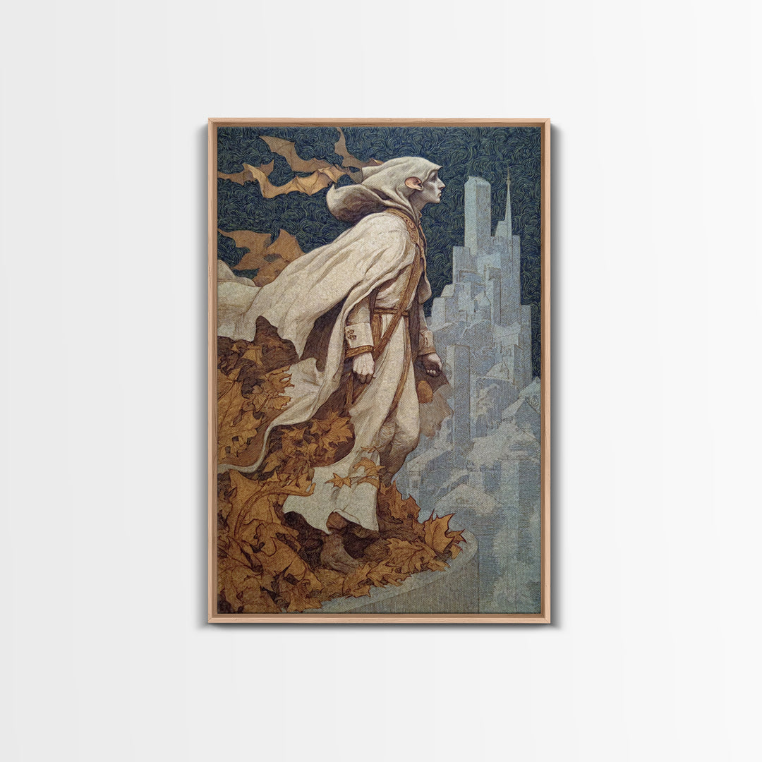 The Bat Prince, Symbolist Death Art, Vertical Wall Art, Gothic Horror Wall Art, Framed Canvas Print, Halloween Wall Art
