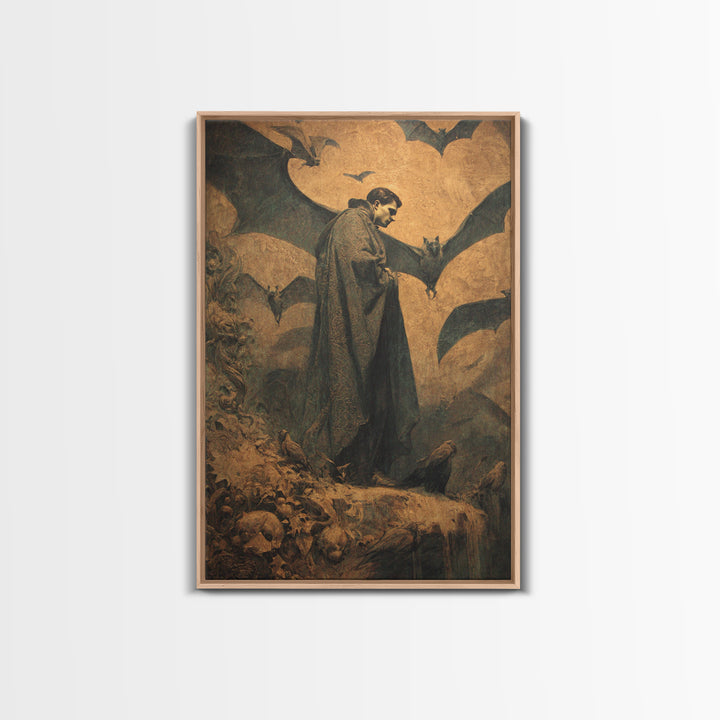 The Bat Prince, Dark Symbolist Art, Vertical Wall Art, Dark Halloween Decor, Canvas Print, Halloween Wall Art, Statement Wall Art