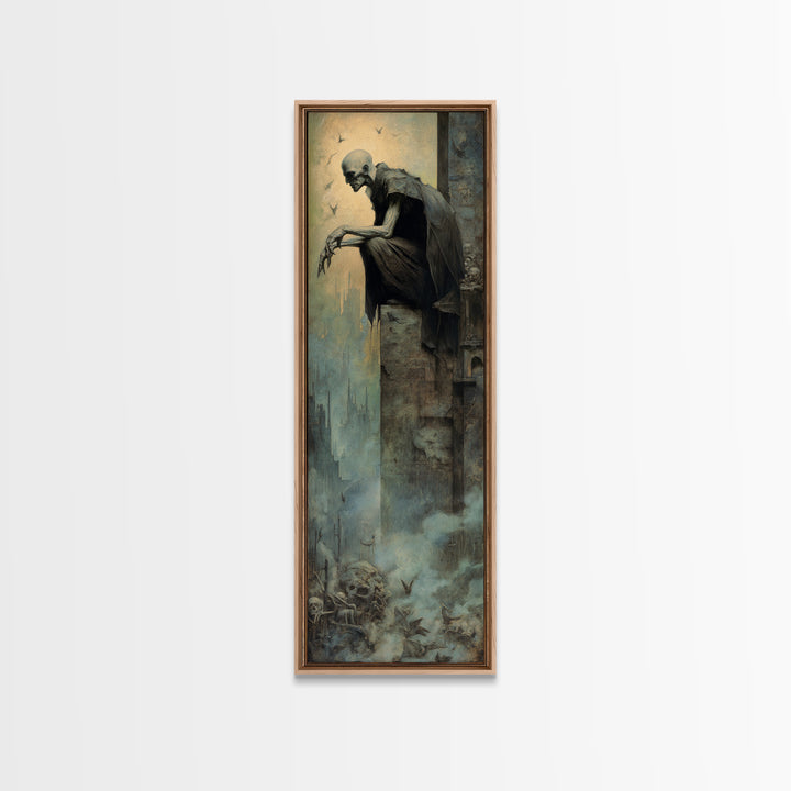 The Bat Prince, Surreal Apocalyptic Art, Tall Narrow Wall Art, Dark Fantasy Wall Art, Framed Canvas Print, Halloween Wall Art