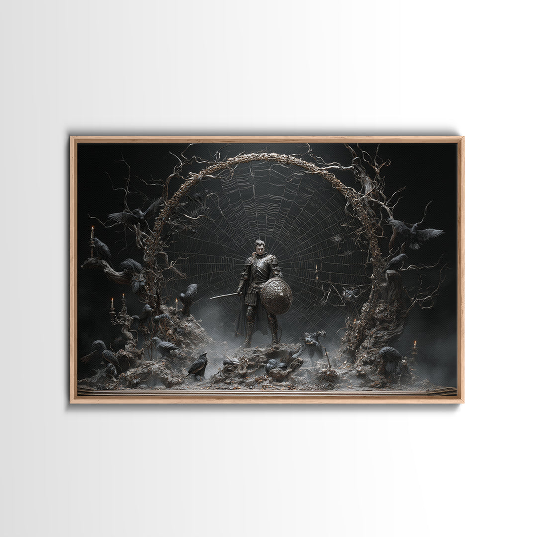 The Spider Knight, Baroque Witchcraft Art, Landscape Wall Art, Dark Halloween Decor, Canvas Print, Halloween Wall Art, Macabre Wall Art