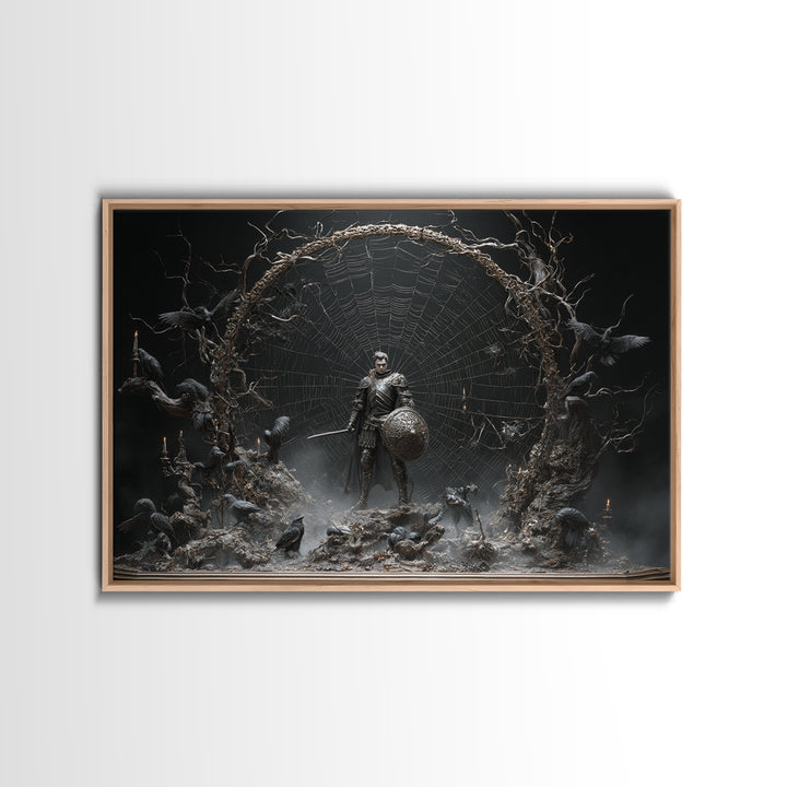 The Spider Knight, Baroque Witchcraft Art, Landscape Wall Art, Dark Halloween Decor, Canvas Print, Halloween Wall Art, Macabre Wall Art