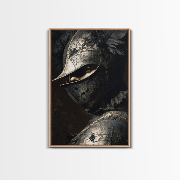 The Spider Knight, Dark Romantic Horror Art, Vertical Wall Art, Macabre Wall Art, Framed Canvas Print, Halloween Wall Art