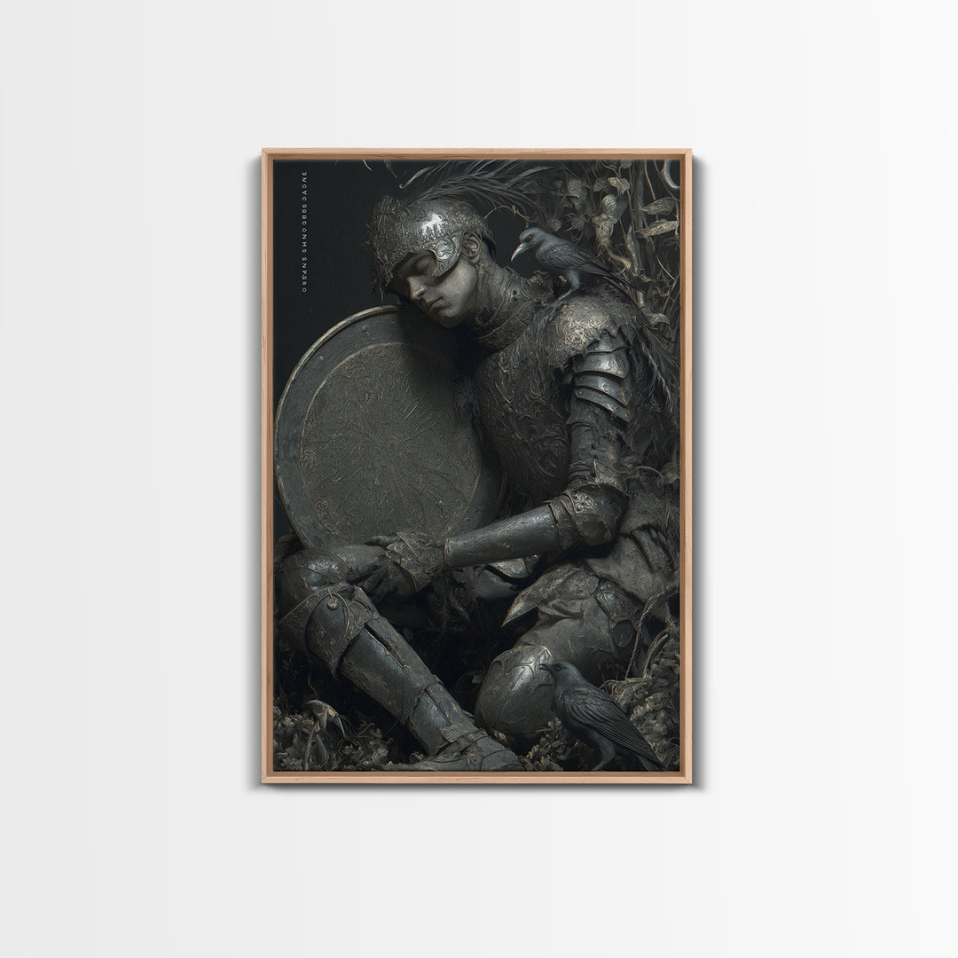 The Spider Knight, Gothic Nightmare Art, Vertical Wall Art, Macabre Wall Art, Framed Canvas Print, Halloween Wall Art