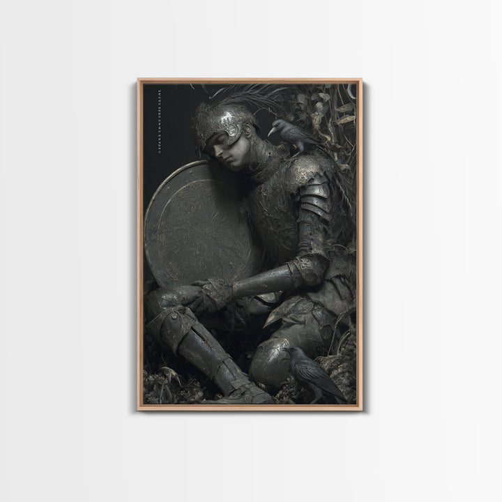 The Spider Knight, Gothic Nightmare Art, Vertical Wall Art, Macabre Wall Art, Framed Canvas Print, Halloween Wall Art