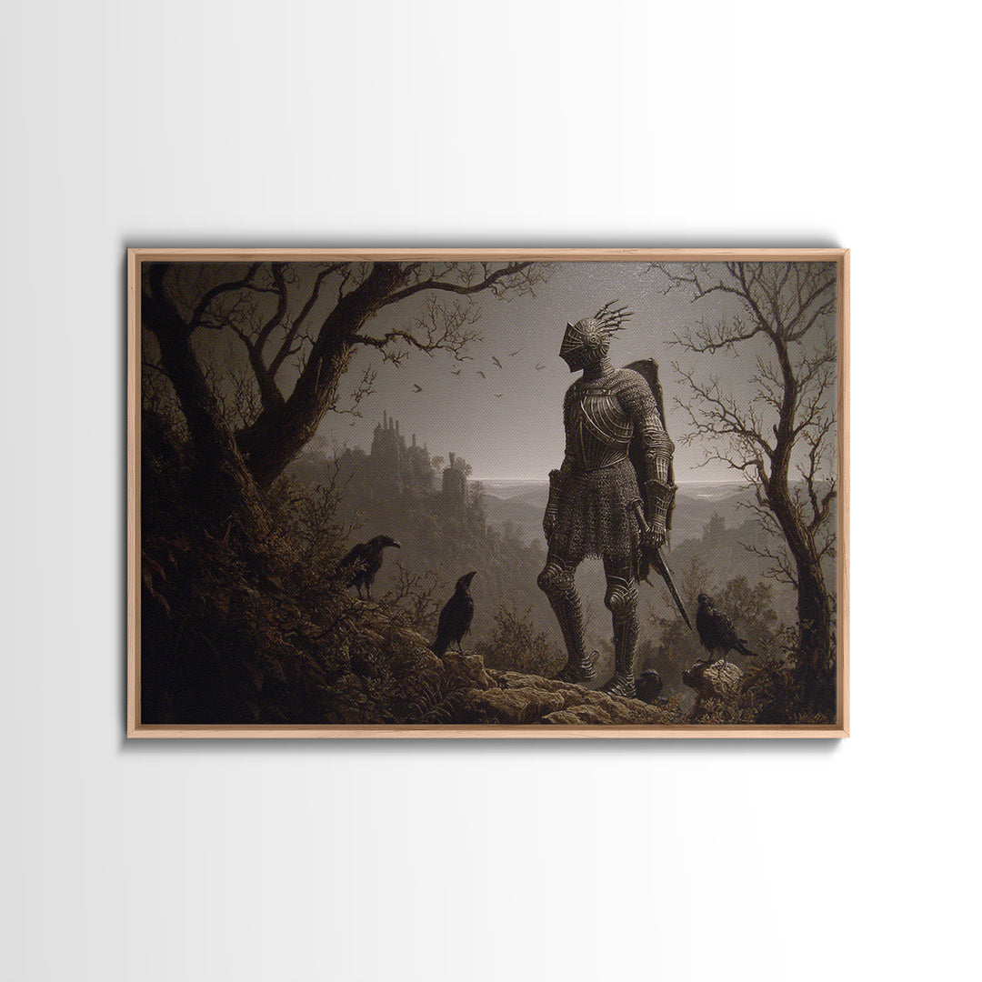 The Spider Knight, Romantic Gothic Landscape, Landscape Wall Art, Dark Halloween Decor, Canvas Print, Halloween Wall Art