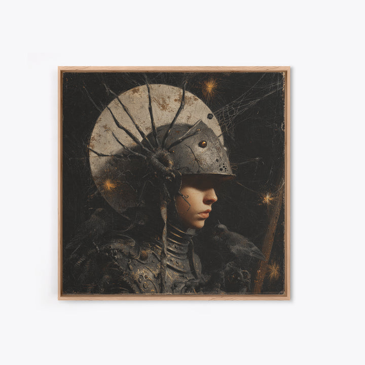 The Spider Knight, Symbolist Dream Art, Square Wall Art, Dark Fantasy Wall Art, Canvas Print, Halloween Wall Art, Halloween Decor