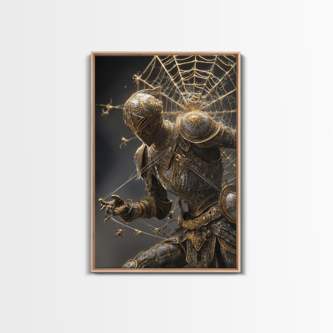 The Spider Knight, Ornate Symbolist Art, Vertical Wall Art, Macabre Wall Art, Canvas Print, Halloween Wall Art, Halloween Decor