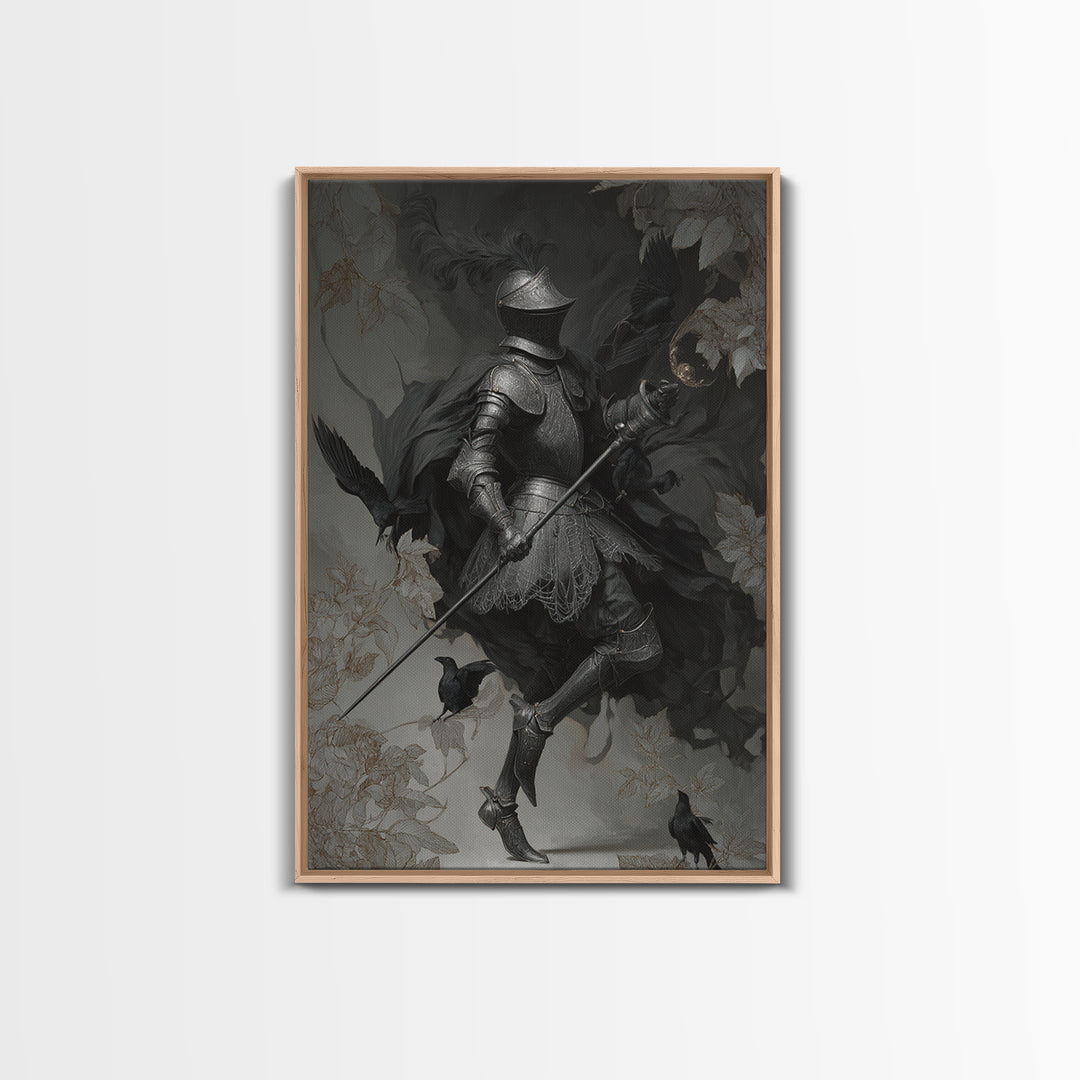 The Spider Knight, Decadent Gothic Art, Vertical Wall Art, Dark Fantasy Wall Art, Framed Canvas Print, Halloween Wall Art