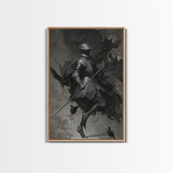 The Spider Knight, Decadent Gothic Art, Vertical Wall Art, Dark Fantasy Wall Art, Framed Canvas Print, Halloween Wall Art