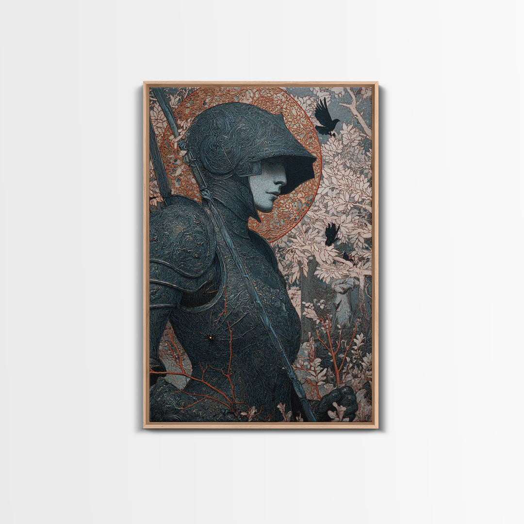 The Spider Knight, Symbolist Death Art, Vertical Wall Art, Dark Fantasy Wall Art, Framed Canvas Print, Halloween Wall Art
