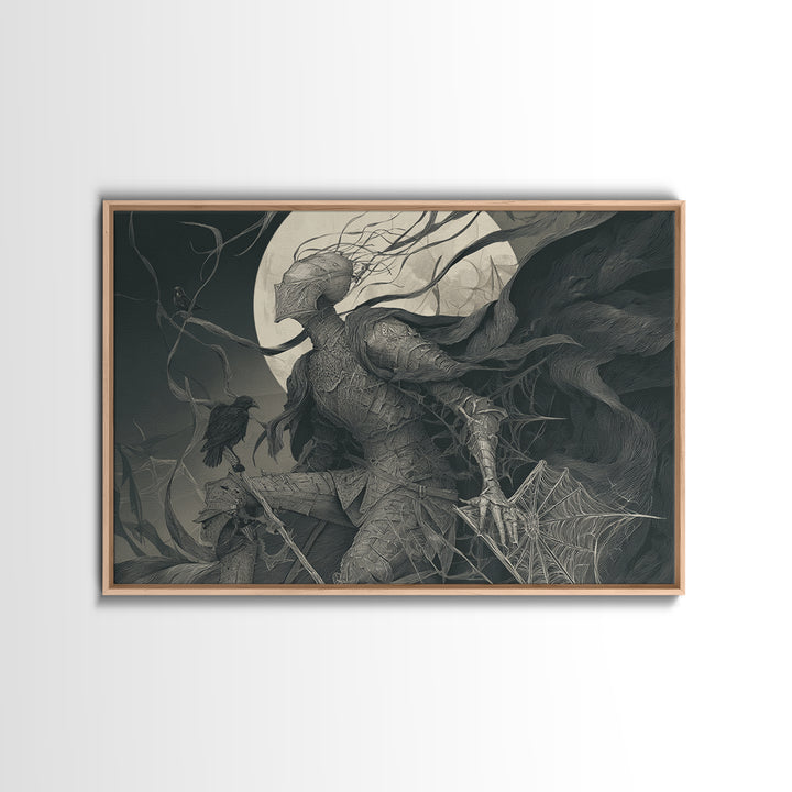 The Spider Knight, Expressionist Gothic Art, Landscape Wall Art, Macabre Wall Art, Canvas Print, Halloween Wall Art, Halloween Decor