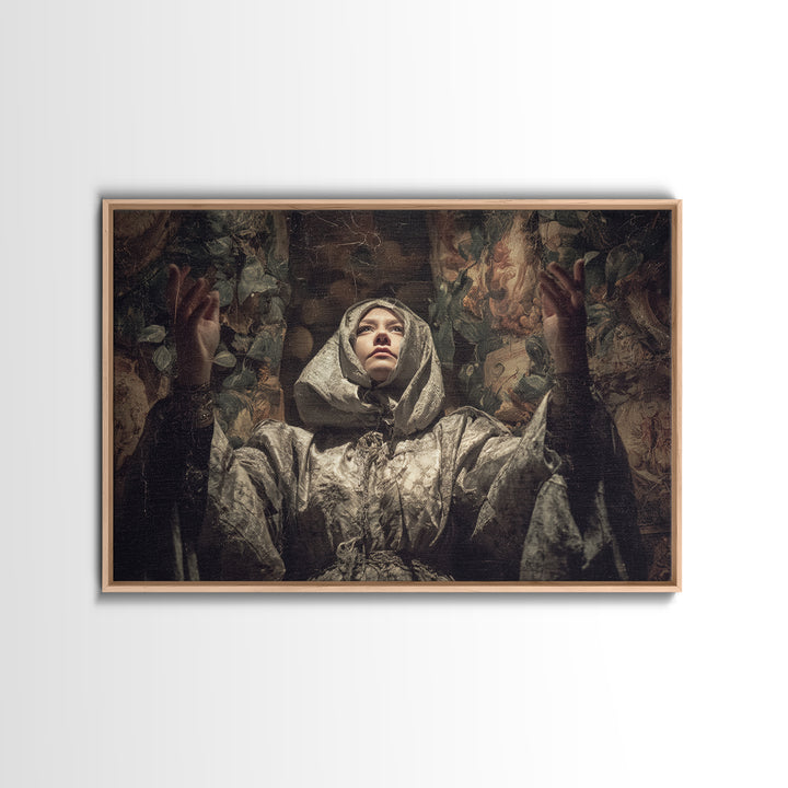 The Moon Priestess, Medieval Grotesque Art, Landscape Wall Art, Dark Fantasy Wall Art, Canvas Print, Halloween Wall Art