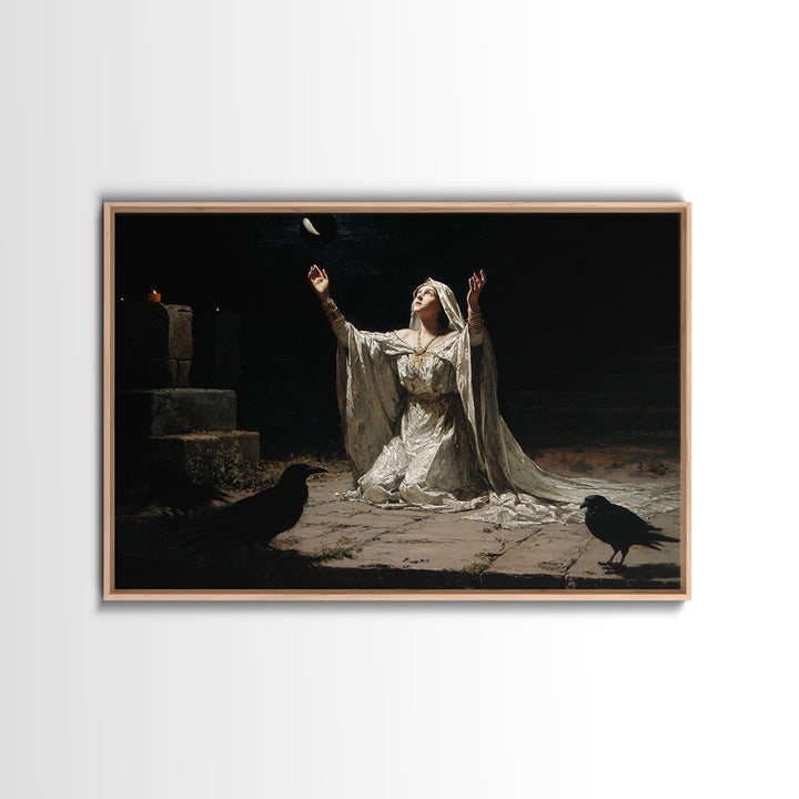The Moon Priestess, Symbolist Gothic Landscape, Landscape Wall Art, Dark Halloween Decor, Canvas Print, Halloween Wall Art