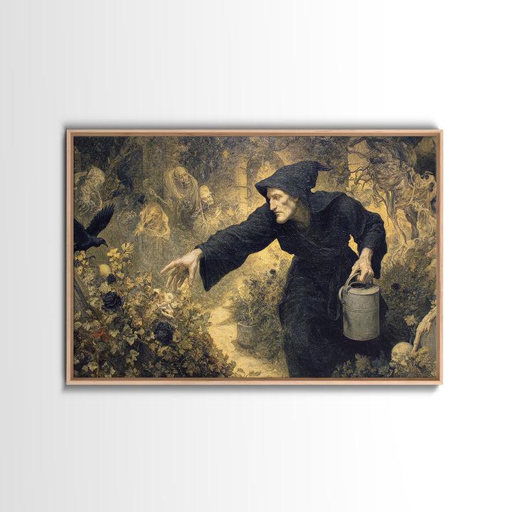 The Graveyard Gardener, Medieval Grotesque Art, Landscape Wall Art, Gothic Horror Wall Art, Canvas Print, Halloween Wall Art