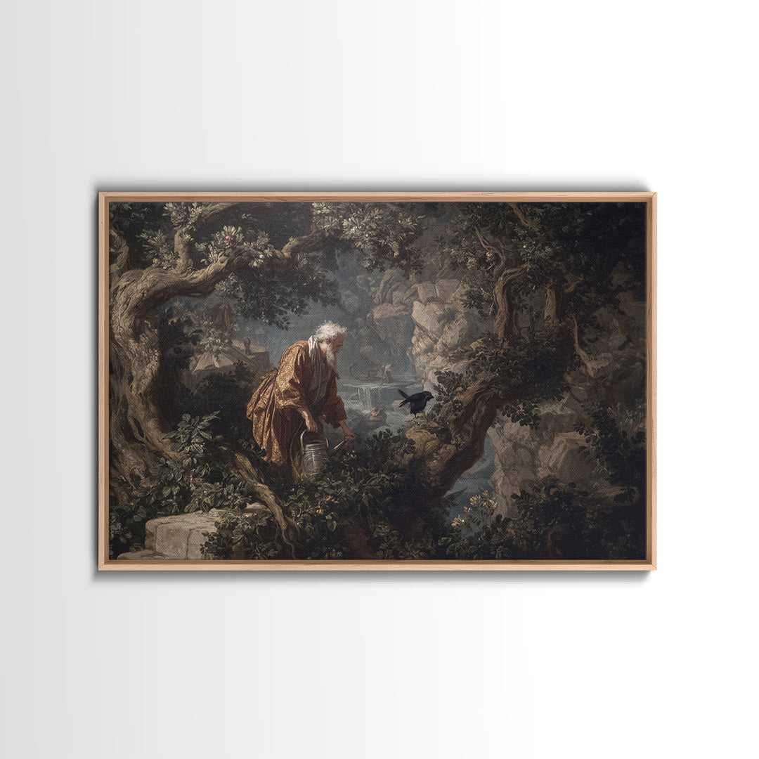The Graveyard Gardener, Baroque Witchcraft Art, Landscape Wall Art, Macabre Wall Art, Framed Canvas Print, Halloween Wall Art