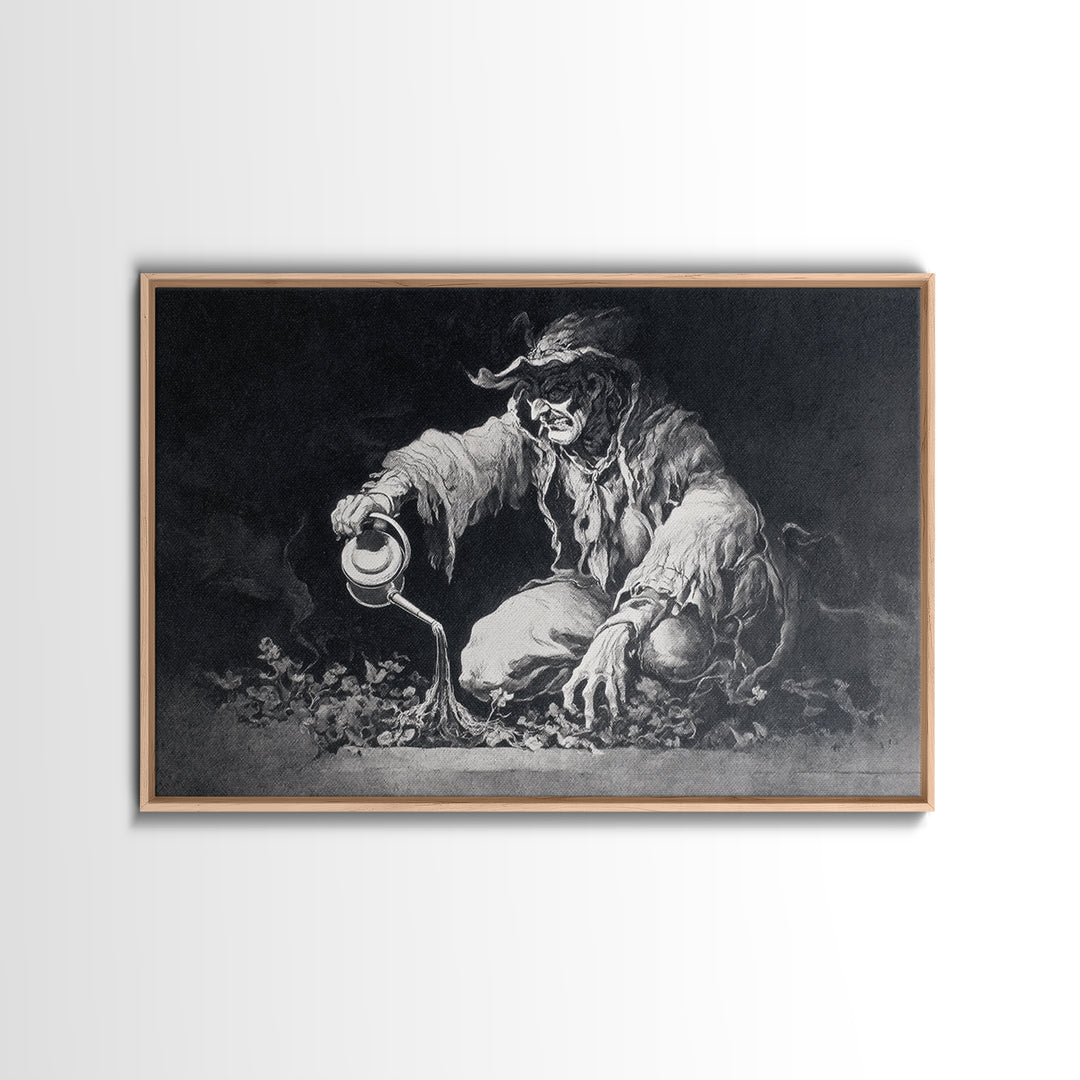 The Graveyard Gardener, Dark Romantic Horror Art, Landscape Wall Art, Macabre Wall Art, Canvas Print, Halloween Wall Art, Halloween Decor