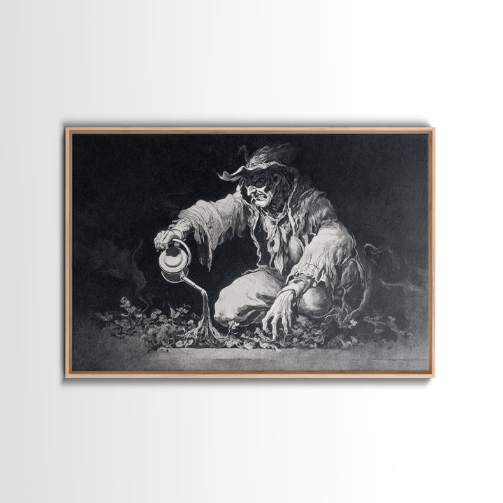 The Graveyard Gardener, Dark Romantic Horror Art, Landscape Wall Art, Macabre Wall Art, Canvas Print, Halloween Wall Art, Halloween Decor