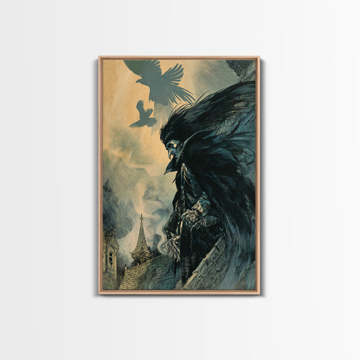 The Crow-Masked Assassin, Decadent Gothic Art, Vertical Wall Art, Gothic Horror Wall Art, Canvas Print, Halloween Wall Art