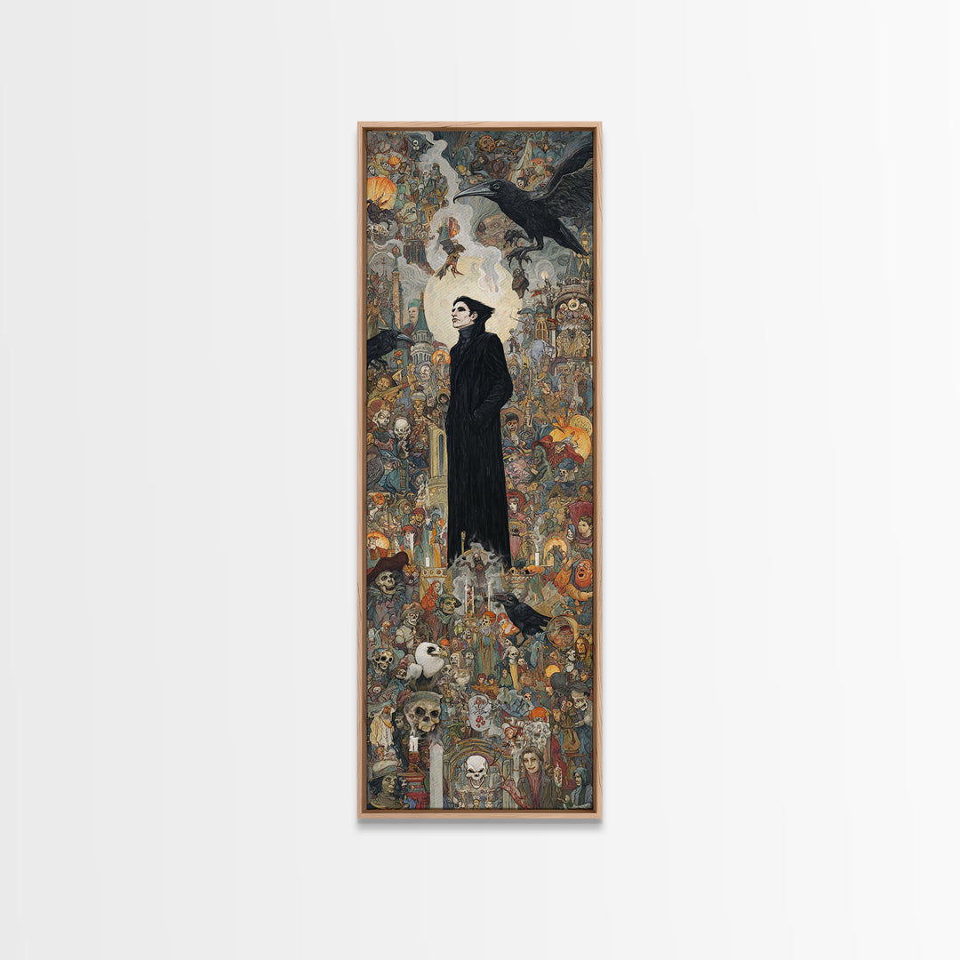 The Crow-Masked Assassin, Grotesque Carnival Art, Tall Narrow Wall Art, Gothic Horror Wall Art, Canvas Print, Halloween Wall Art