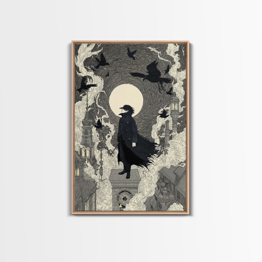 The Crow-Masked Assassin, Victorian Macabre Art, Vertical Wall Art, Macabre Wall Art, Canvas Print, Halloween Wall Art