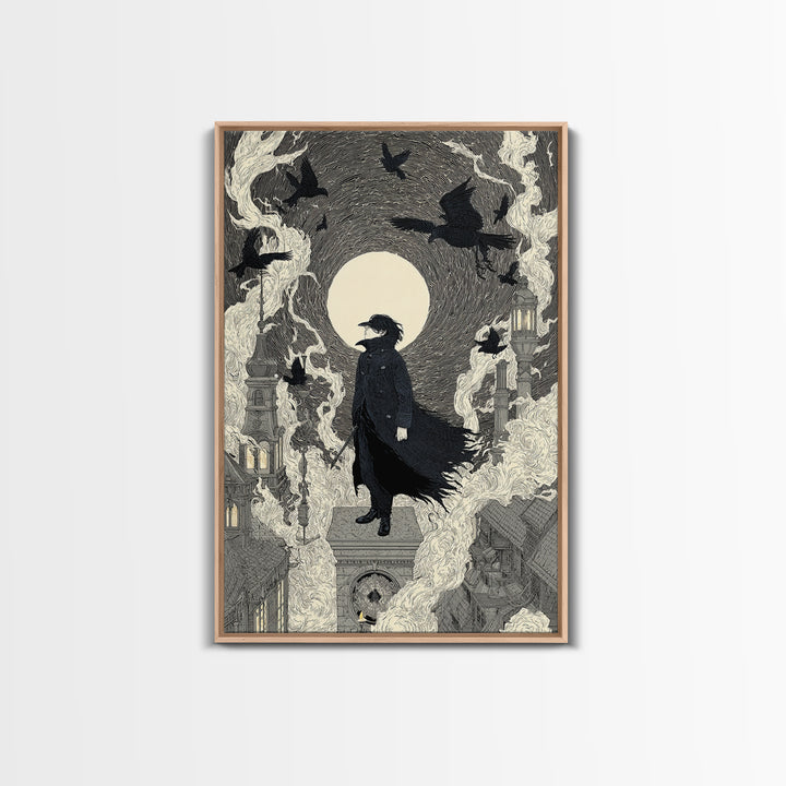 The Crow-Masked Assassin, Victorian Macabre Art, Vertical Wall Art, Macabre Wall Art, Canvas Print, Halloween Wall Art