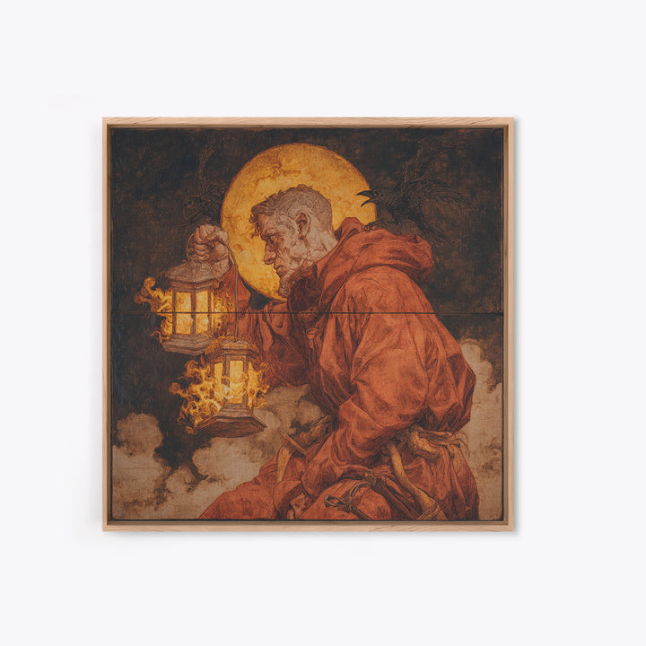 The Lantern Mage, Dark Renaissance Art, Square Wall Art, Gothic Horror Wall Art, Canvas Print, Halloween Wall Art