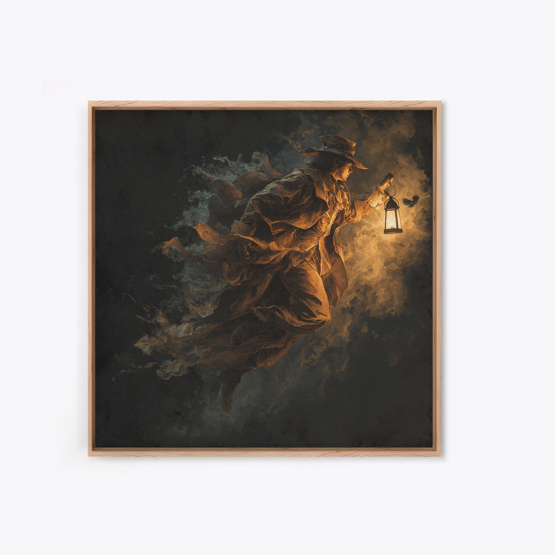 The Lantern Mage, Baroque Witchcraft Art, Square Wall Art, Dark Halloween Decor, Canvas Print, Halloween Wall Art, Statement Wall Art
