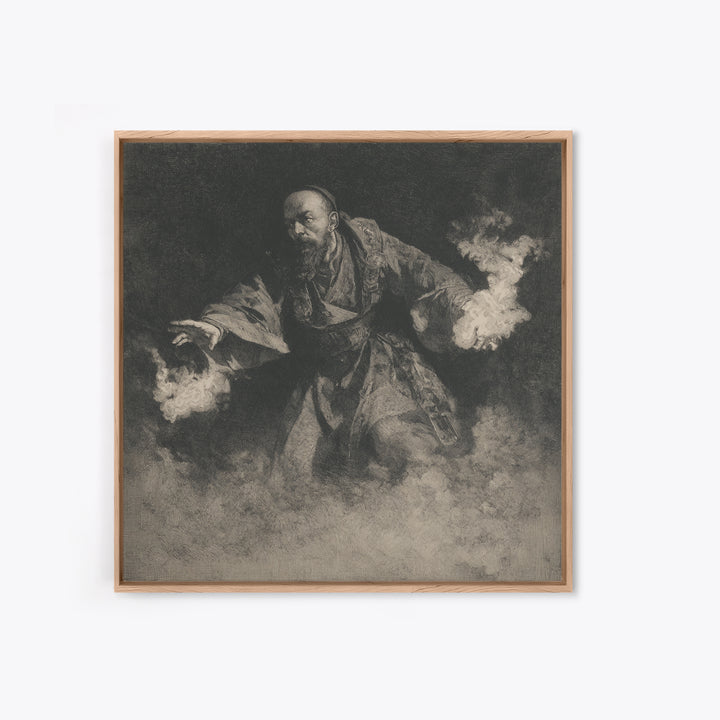The Lantern Mage, Symbolist Dream Art, Square Wall Art, Dark Halloween Decor, Canvas Print, Halloween Wall Art, Dark Fantasy Art