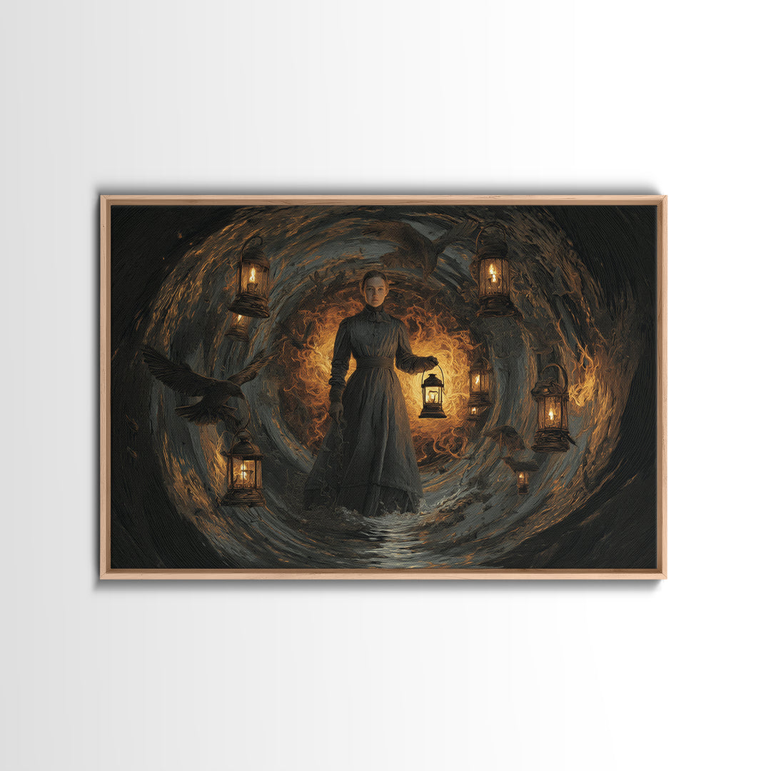 The Lantern Mage, Symbolist Gothic Landscape, Landscape Wall Art, Macabre Wall Art, Canvas Print, Halloween Wall Art, Horror Wall Art
