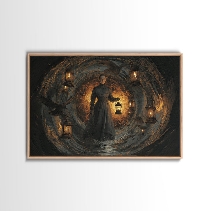 The Lantern Mage, Symbolist Gothic Landscape, Landscape Wall Art, Macabre Wall Art, Canvas Print, Halloween Wall Art, Horror Wall Art