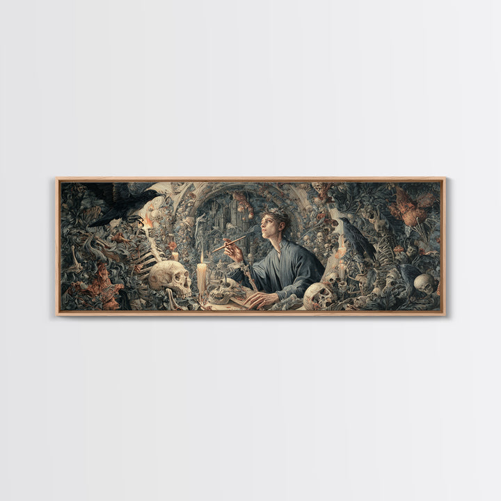 The Bone Sculptor, Medieval Grotesque Art, Extra Wide Wall Art, Gothic Horror Wall Art, Framed Canvas Print, Halloween Wall Art