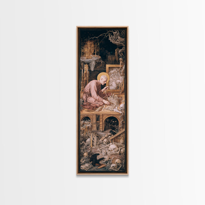 The Bone Sculptor, Dark Renaissance Art, Tall Narrow Wall Art, Dark Halloween Decor, Framed Canvas Print, Halloween Wall Art