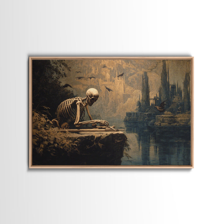 The Bone Sculptor, Symbolist Gothic Landscape, Landscape Wall Art, Gothic Horror Wall Art, Framed Canvas Print, Halloween Wall Art