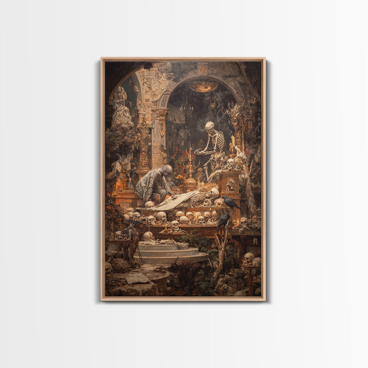 The Bone Sculptor, Ornate Symbolist Art, Vertical Wall Art, Dark Halloween Decor, Canvas Print, Halloween Wall Art, Spooky Wall Decor