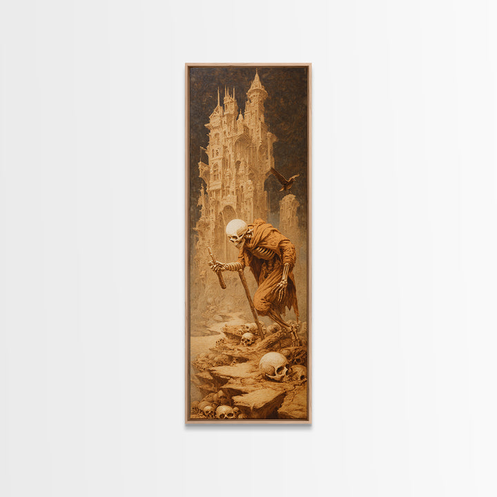 The Bone Sculptor, Surreal Apocalyptic Art, Tall Narrow Wall Art, Gothic Horror Wall Art, Canvas Print, Halloween Wall Art