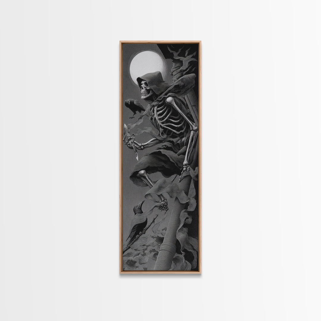 The Bone Sculptor, Biomechanical Horror Art, Tall Narrow Wall Art, Dark Fantasy Wall Art, Canvas Print, Halloween Wall Art