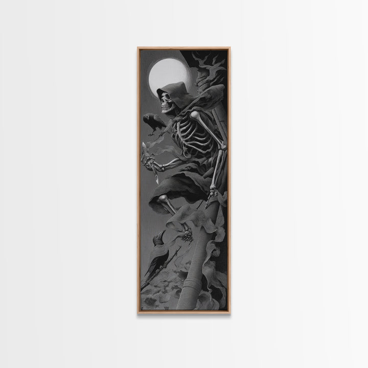 The Bone Sculptor, Biomechanical Horror Art, Tall Narrow Wall Art, Dark Fantasy Wall Art, Canvas Print, Halloween Wall Art